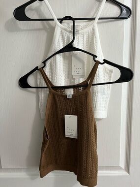 NWT lot of 2 a new day Knit Tank Tops - White and Brown